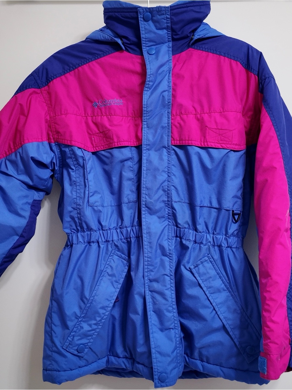 Vintage Columbia Williwaw Girls 14/16 Ski Jacket Blue Pink Purple 90s Hooded